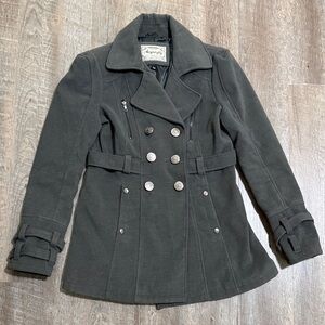 SUGARFLY Dark Gray Double-Breasted Pea Coat